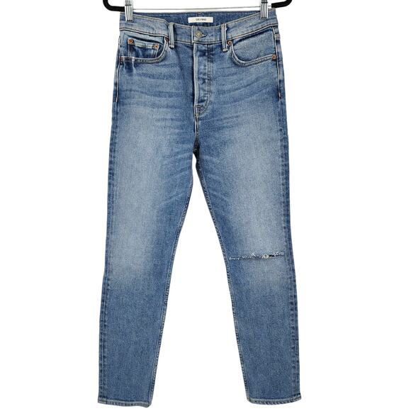 GRLFRND Button Fly Skinny Leg Cotton Distressed Karolina Jeans in Not Me Size 25 - Picture 2 of 8